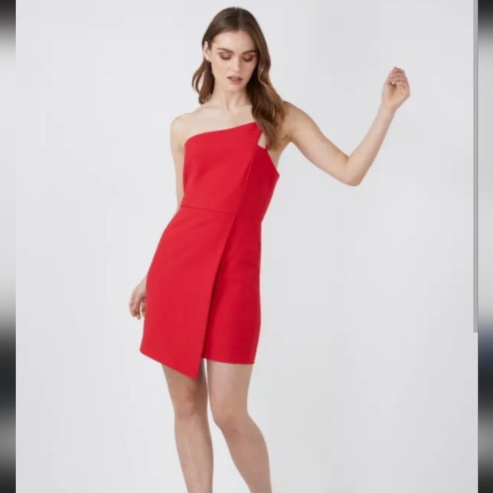 NWOT BCBGMaxAzria Red Asymmetrical One-Shoulder Cocktail Dress